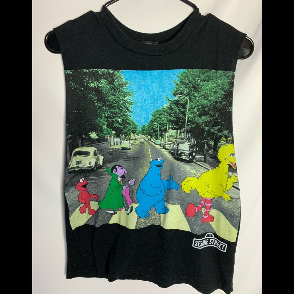 Sesame street walking like the beatles